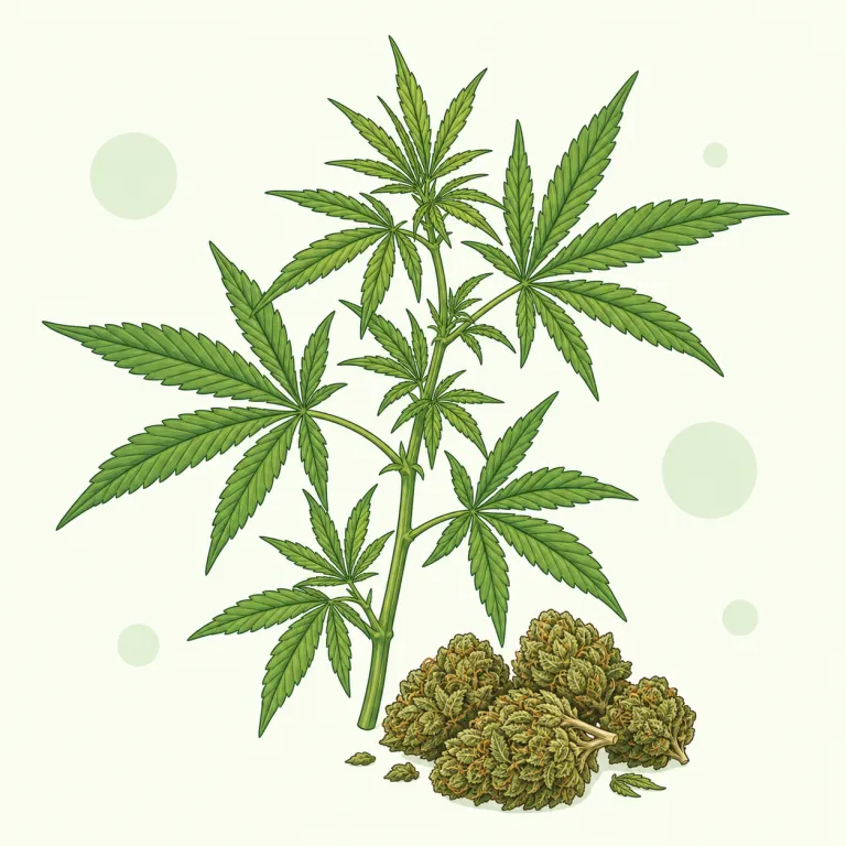 ganja（大麻・名詞）の覚え方イラスト — ganja は「大麻」を表すが、学校英語の基本語ではなく、cannabis や marijuana より俗語・文化語寄りだとセットで覚えると残りやすい