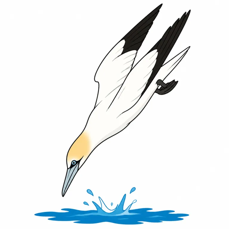 gannet（カツオドリ・noun）の覚え方イラスト