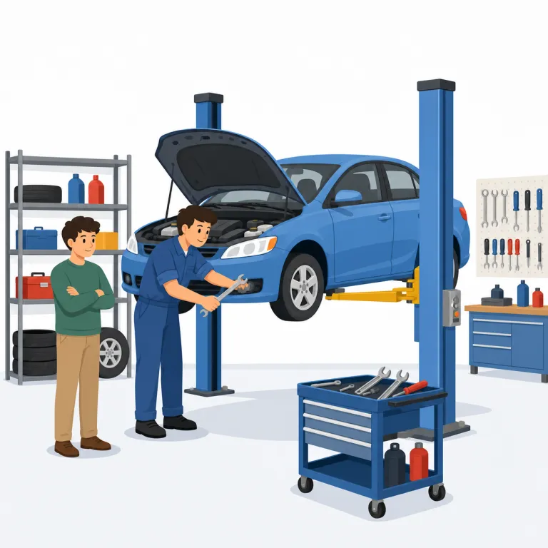 garage（ガレージ・名詞）の覚え方イラスト — この「ガレージ」は、車をしまうための屋根つきの場所・家の車庫を指す意味として覚えます