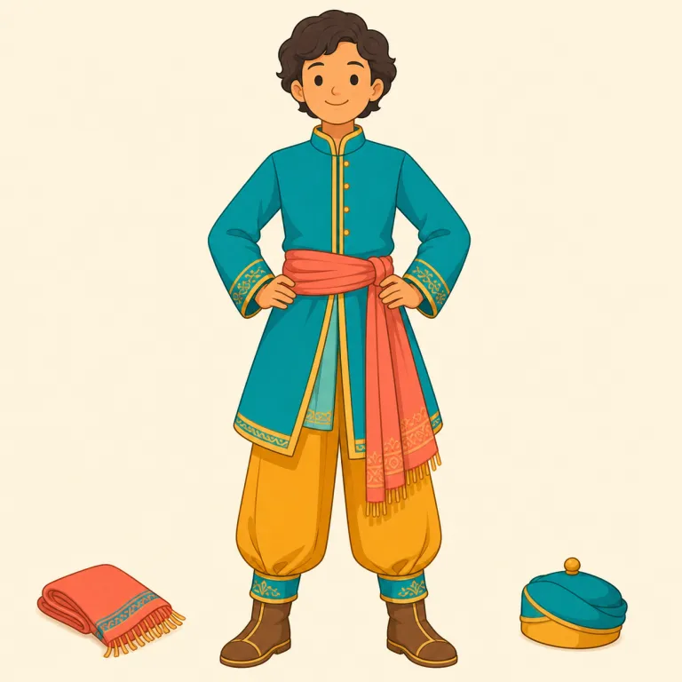 garb（服装・名詞）の覚え方イラスト — garb は日常の clothes より少しかたい語で、特定の立場や文化を感じさせる服装に結びつけて覚えると残りやすいです
