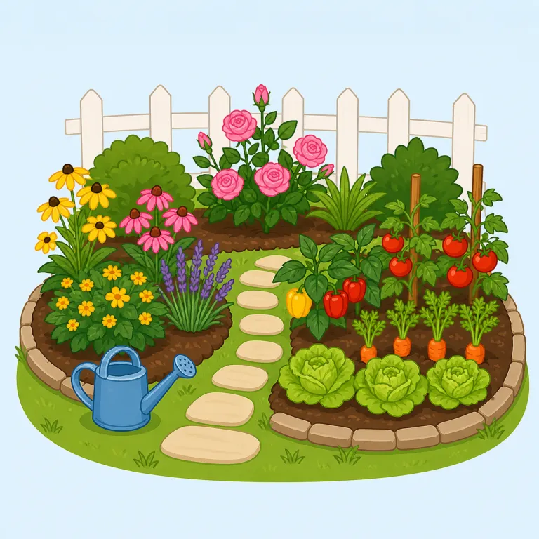 garden（庭・名詞）の覚え方イラスト — garden は gardening（園芸）, gardener（庭師）, vegetable garden（家庭菜園）, botanical garden（植物園）を一緒に覚えると、単語単…