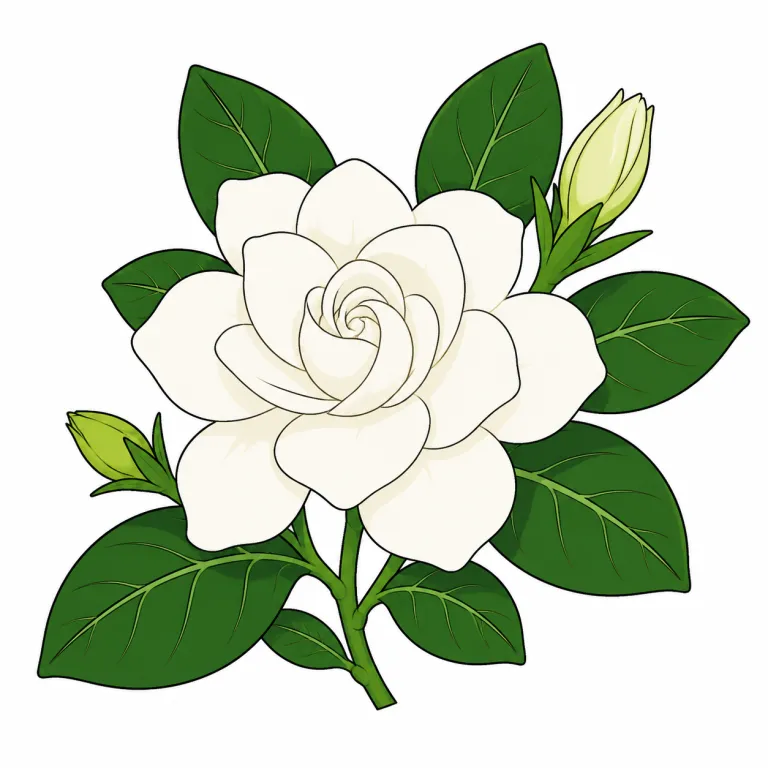 gardenia（クチナシ・noun）の覚え方イラスト