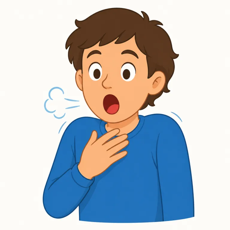 gasp（息をのむ、あえぐ・動詞）の覚え方イラスト — gasp は「急に息を吸う」動きを核にすると覚えやすい