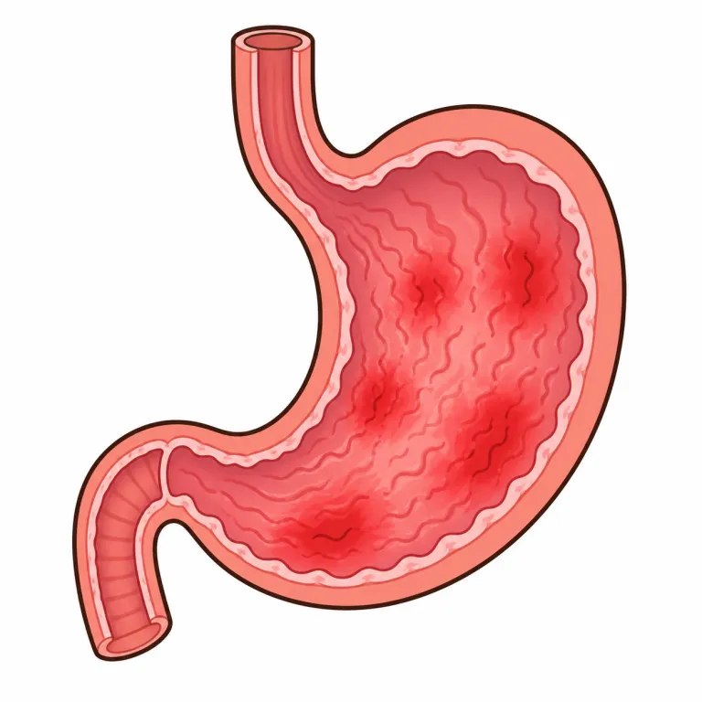 gastritis（胃炎・noun）の覚え方イラスト