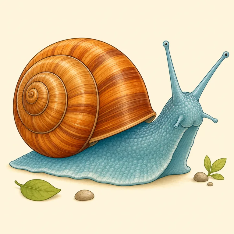 gastropod（腹足類・名詞）の覚え方イラスト — snail や slug をまとめて呼ぶ少し硬い生物学語だと覚えると定着しやすいです