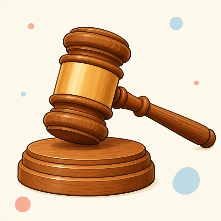 gavel（小槌・名詞）の覚え方イラスト — courtroom・judge・order の場面とセットで覚えると定着しやすい語です