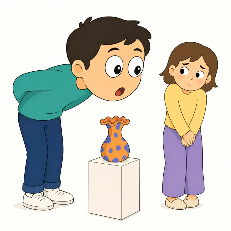 gawk（ぽかんと見つめる・動詞）の覚え方イラスト — gawk は look より強く、stare に近い「長く見つめる」動詞ですが、中心は驚きで反応が止まったような間の抜けた視線です
