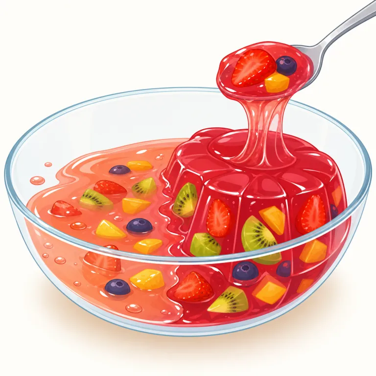 gelling（ゲル化する・動詞）の覚え方イラスト — gelling は gel「ゲル、ゼリー状の物質」から考えると覚えやすいです