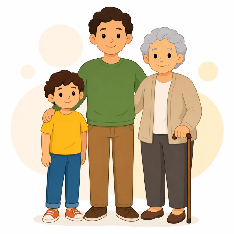 generation（世代・名詞）の覚え方イラスト — generation は generate「生み出す」と関係し、「生まれてきた人々のまとまり」と考えると「世代」を覚えやすくなります