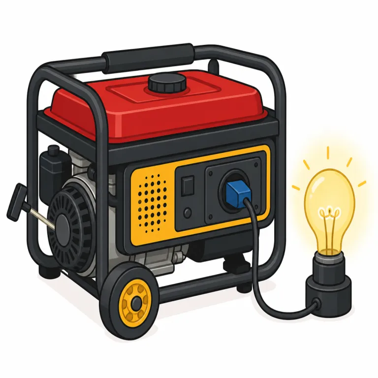 generator（発電機・名詞）の覚え方イラスト — この意味の generator は「電気を作る機械」として覚えるのが近道です