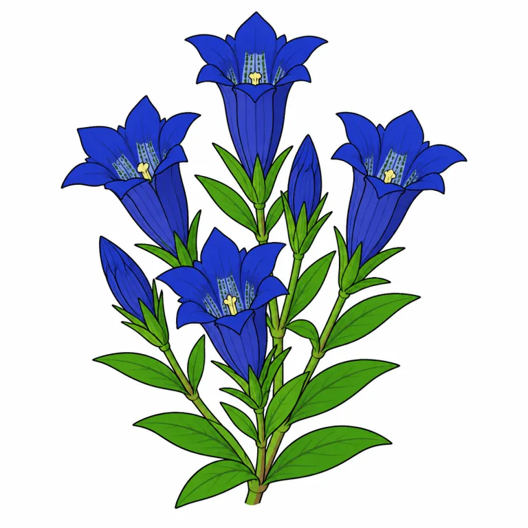 gentian（リンドウ属・noun）の覚え方イラスト