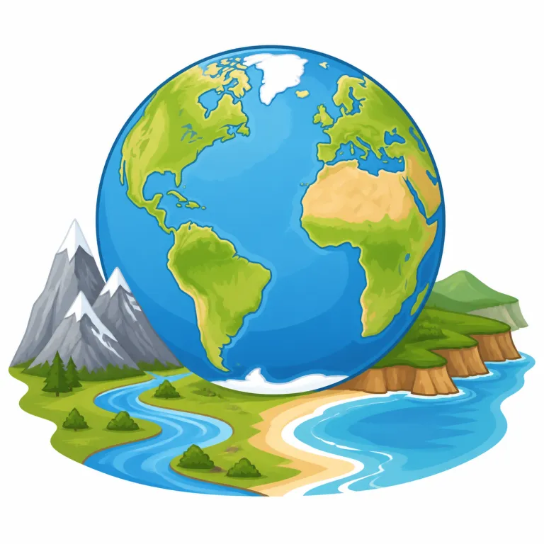 geography（地理・名詞）の覚え方イラスト — geo- は geology, geometric などでも見かける「地球・土地」系の目印、-graphy は biography, photography のように「記述・表現する…