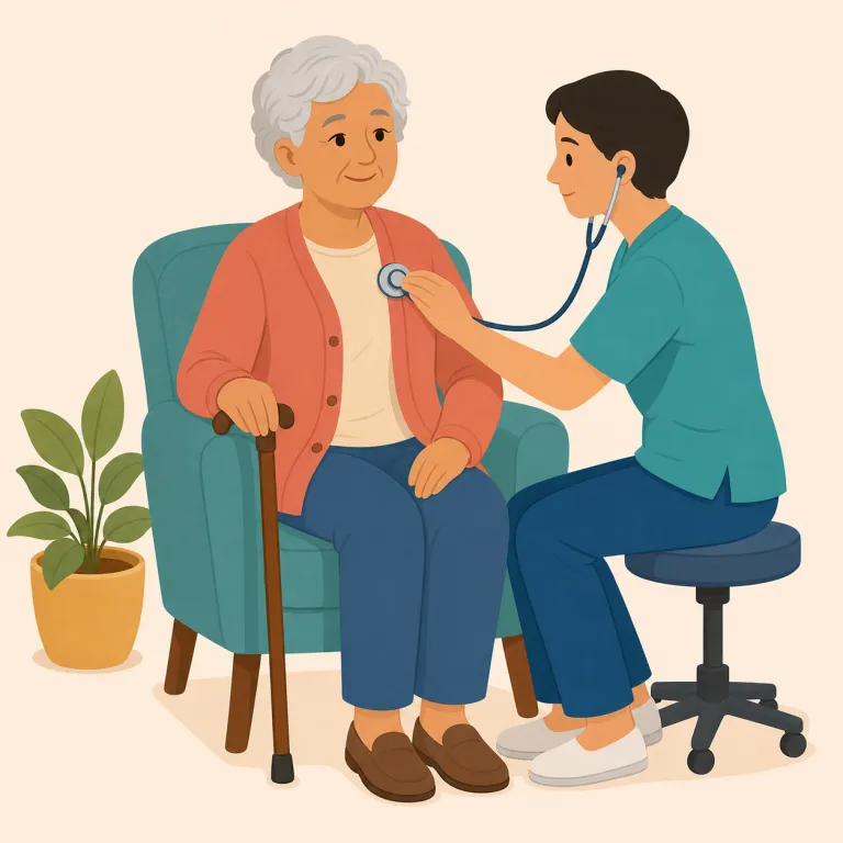 geriatric（高齢者の、老年医学の・形容詞）の覚え方イラスト — pediatric（小児科の）を知っていると覚えやすい語で、年齢の反対側を扱う医療版だと考えると定着しやすいです