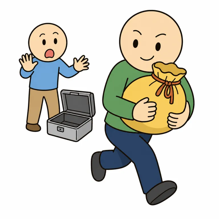 get away with（持ち逃げする・phrasal_verb）の覚え方イラスト