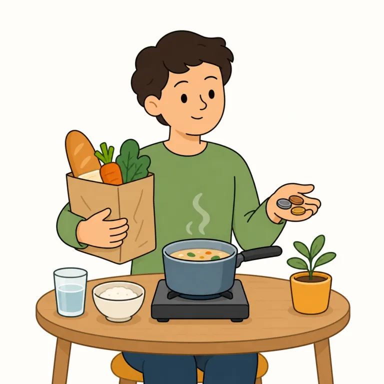 get by（何とかやっていく・句動詞）の覚え方イラスト — この get by は、十分なお金・時間・能力がない中でも「最低限は続けられる」という意味です