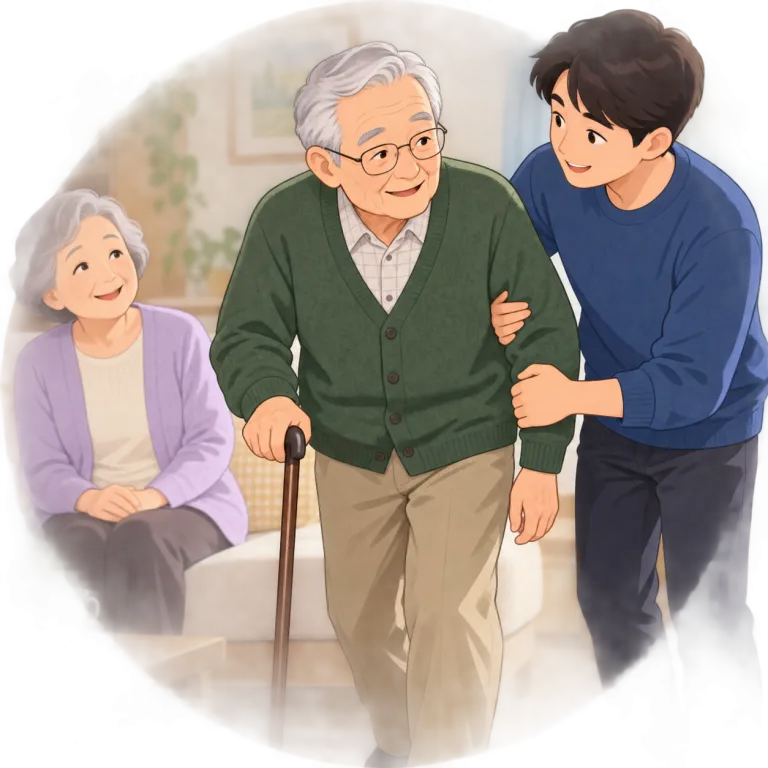get on（年を取る・verb）の覚え方イラスト