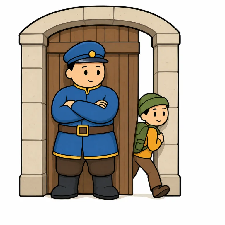 get past（かいくぐる・phrasal_verb）の覚え方イラスト