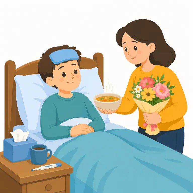 get well soon（お大事に・イディオム）の覚え方イラスト — 「get＋形容詞」で『その状態になる』という型を思い出すと覚えやすいです