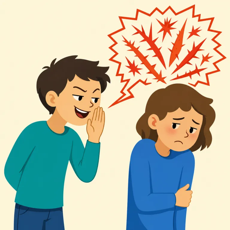 gibe（嘲笑、あざけりの言葉・名詞）の覚え方イラスト — gibe は「ただの joke ではなく、相手に刺さる verbal jab（言葉の一撃）」として覚えると残りやすいです