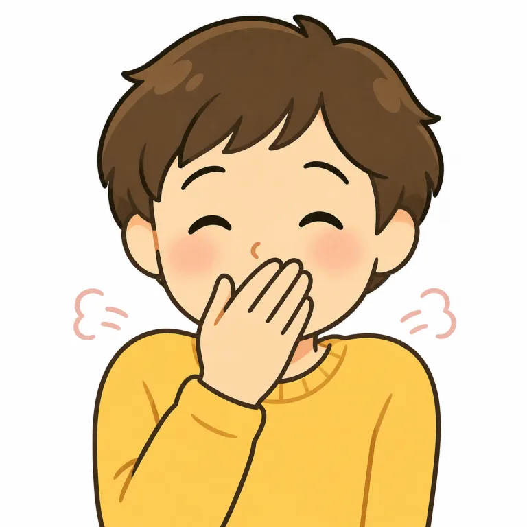 giggle（くすくす笑い・noun）の覚え方イラスト
