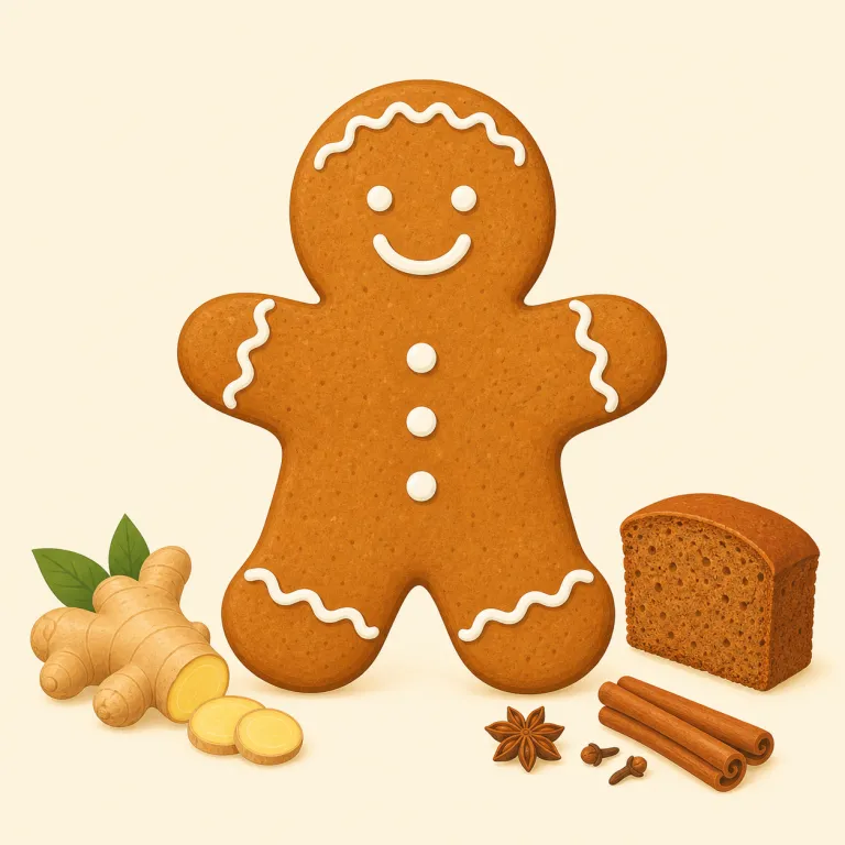 gingerbread（ジンジャーブレッド・名詞）の覚え方イラスト — ginger と bread に分けて覚えると残りやすい語です