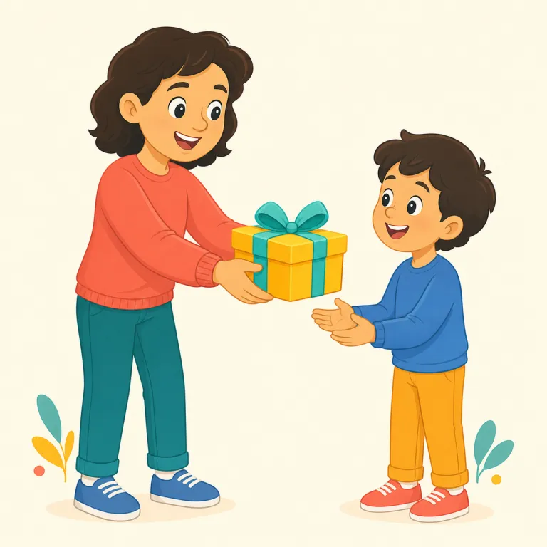 giver（与える人・名詞）の覚え方イラスト — まず超基本動詞 give「与える」が見えれば取りやすい語です