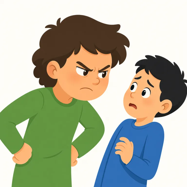 glare at（にらみつける・句動詞）の覚え方イラスト — stare at が「じっと見る」なら、glare at はそこに怒りや敵意が乗った版と覚えると残りやすい