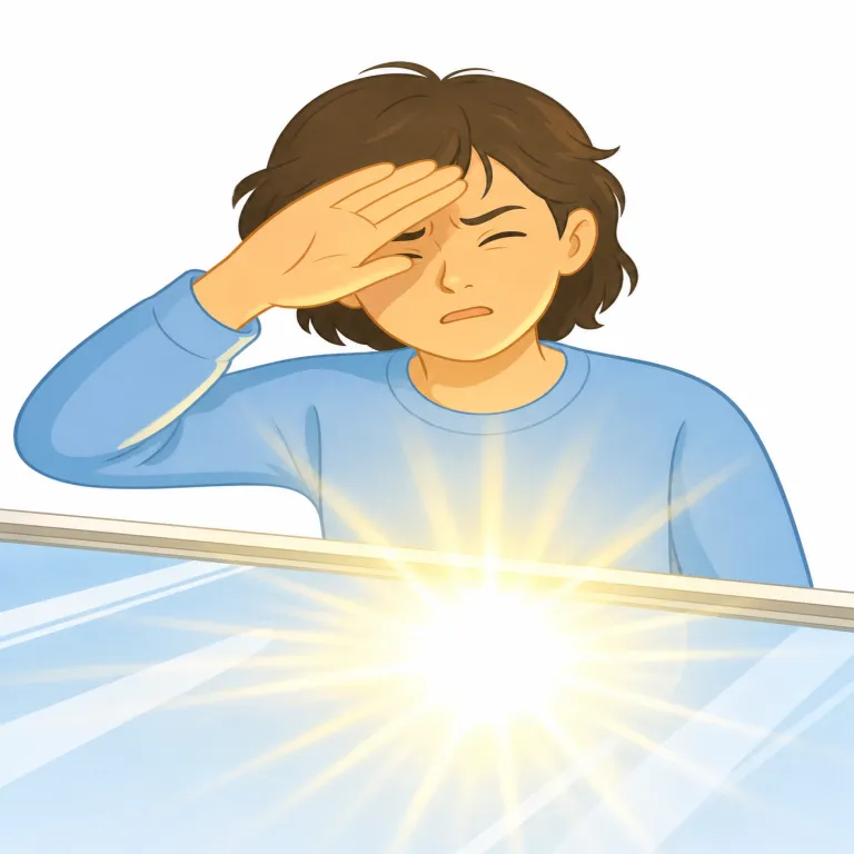 glare（まぶしさ・noun）の覚え方イラスト