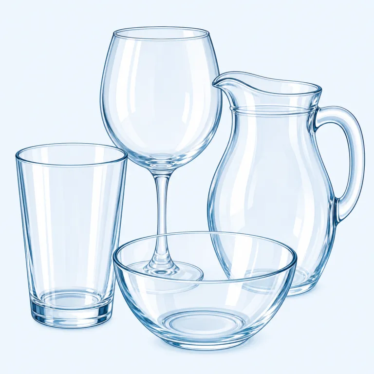 glassware（ガラス製品・名詞）の覚え方イラスト — glass + ware で捉えると覚えやすいです
