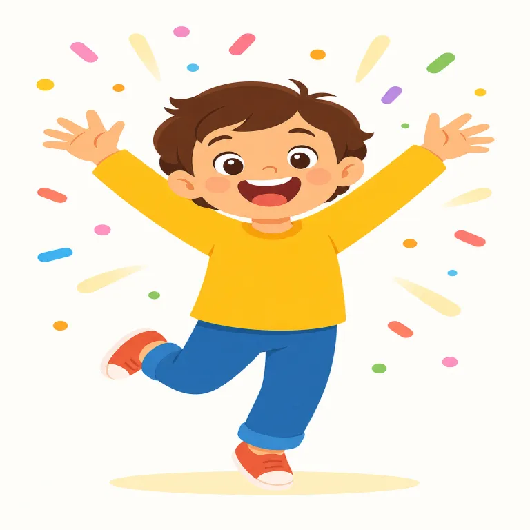 gleeful（大喜びしている・形容詞）の覚え方イラスト — `-ful` は cheerful, hopeful と同じく「〜で満ちた」