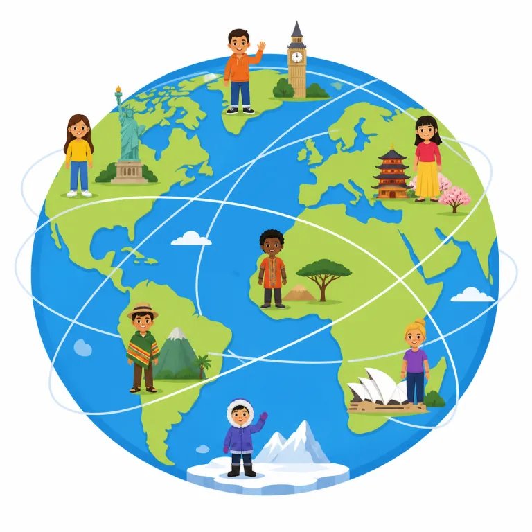 global（世界的な・形容詞）の覚え方イラスト — まず local（地域の・地元の）と対で覚えると残りやすい語です