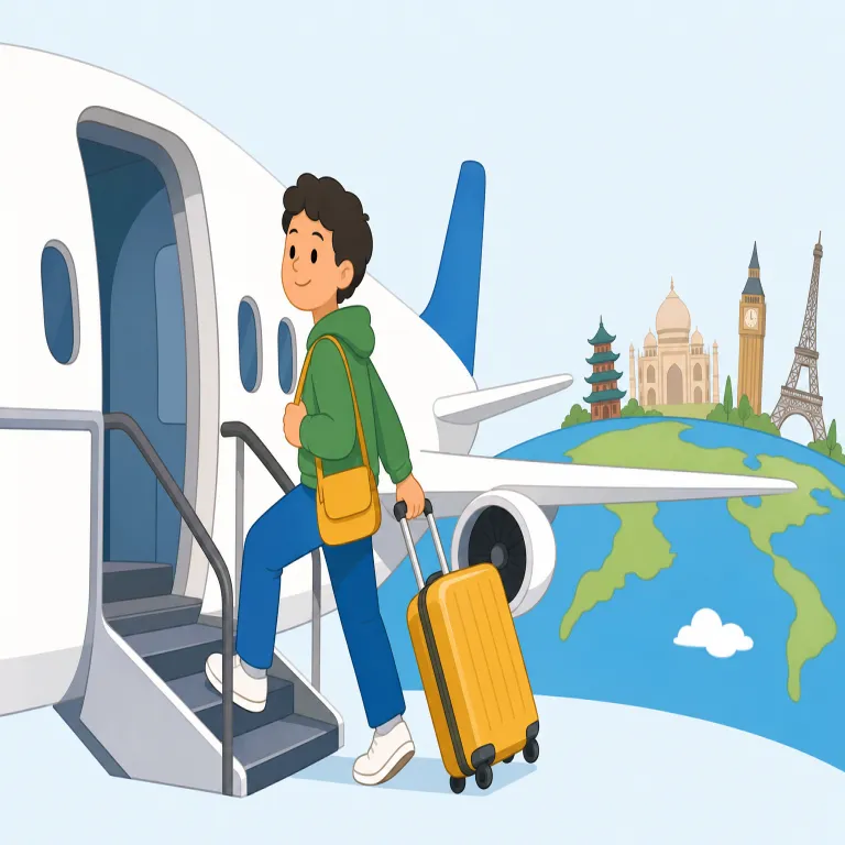 go abroad（外国へ行く・句動詞）の覚え方イラスト — go abroad は go だけだと単なる「行く」ですが、abroad が付くと「自国の外へ出る」で、「海外へ行く」の定番表現になります