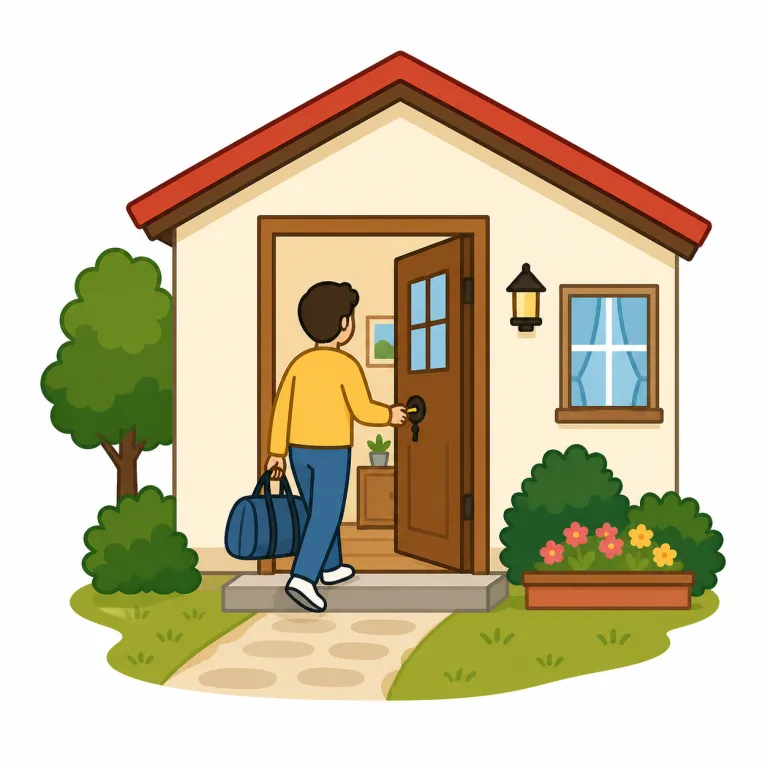 go back（帰る・phrasal_verb）の覚え方イラスト