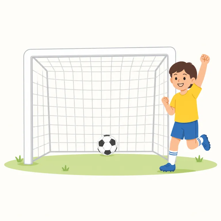 goal（目標、ゴール、得点・名詞）の覚え方イラスト — goal は「最後にたどり着く地点」を思い浮かべると覚えやすい語です