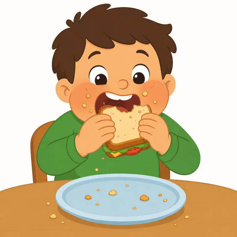 gobble（むしゃむしゃする・動詞）の覚え方イラスト — まず `gobble up` をひとかたまりで覚えると定着しやすいです