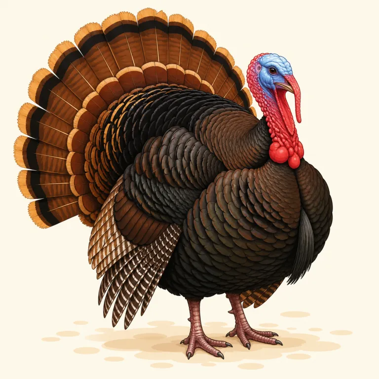 gobbler（雄の七面鳥・名詞）の覚え方イラスト — gobble という音は、七面鳥が「ゴブルゴブル」と鳴く声を思わせます