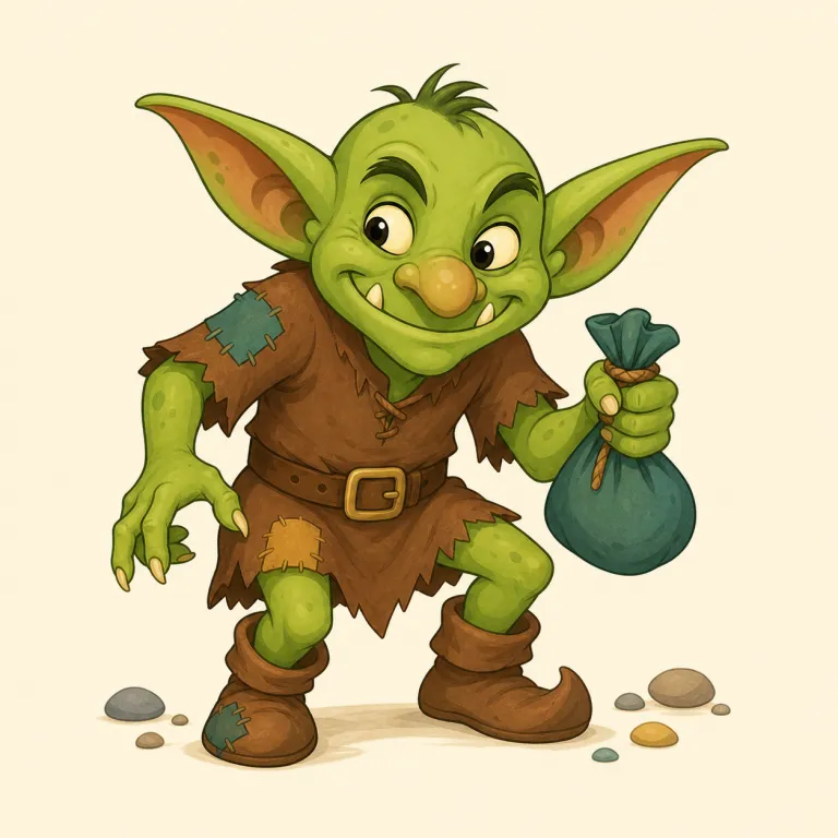 goblin（小鬼・名詞）の覚え方イラスト — goblin は fantasy や fairy tale の中で見る語として覚えると定着しやすいです