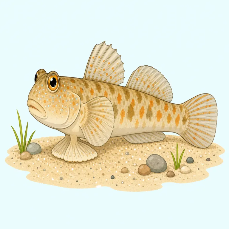 goby（ハゼ（魚）・名詞）の覚え方イラスト — goby は分解して意味を取りにくいタイプなので、形より「出る場面」で覚えるのが有効です