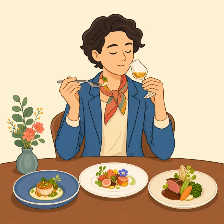 gourmet（美食家・名詞）の覚え方イラスト — gourmet は food lover より一段細かく、「味の違いが分かり、質で選ぶ人」として覚えると定着しやすい語です