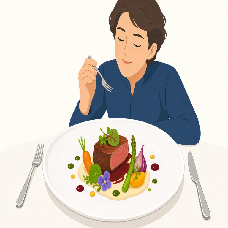 gourmet（食通向けの・adjective）の覚え方イラスト