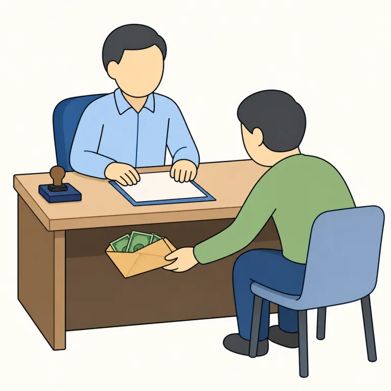 graft（汚職・noun）の覚え方イラスト