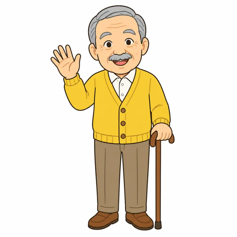 grampa（おじいちゃん・noun）の覚え方イラスト