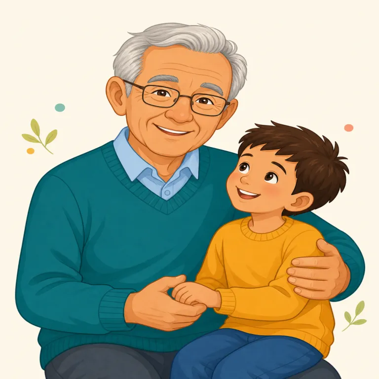 granddad（祖父・名詞）の覚え方イラスト — granddad は grand + dad と見れば覚えやすいです