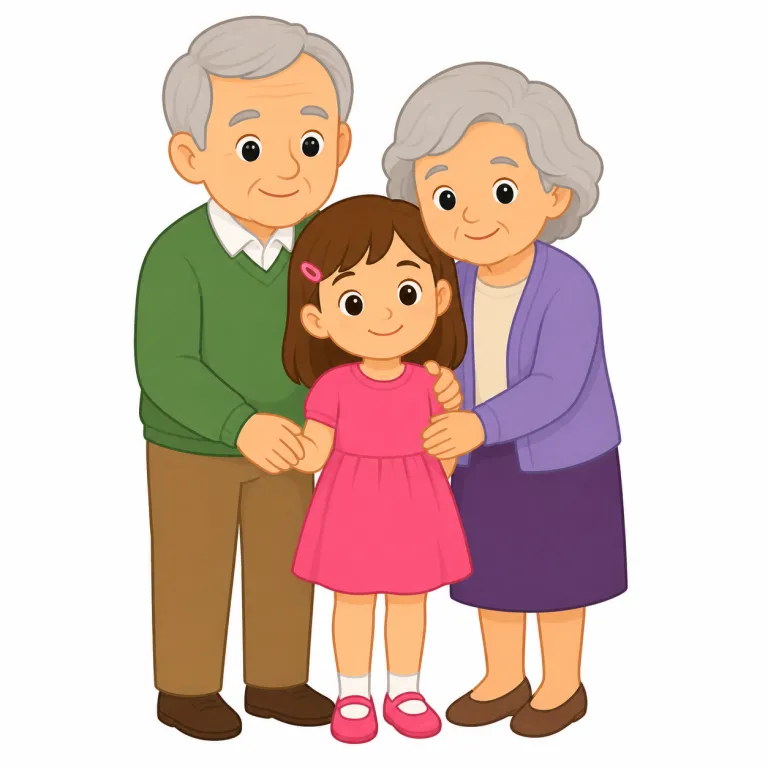 granddaughter（孫娘・名詞）の覚え方イラスト — daughter「娘」が分かれば中心は簡単で、grand- は family語彙で「一世代ずれた」という感覚で覚えると残りやすいです