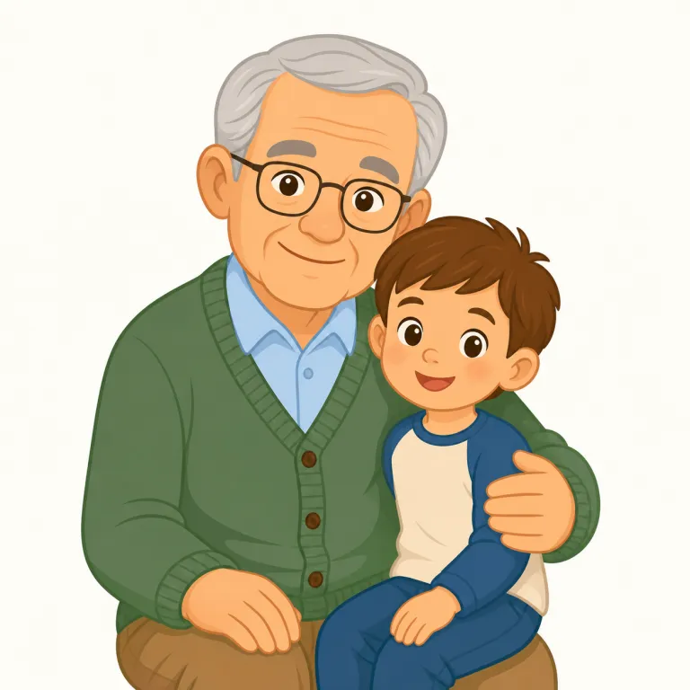 grandfather（祖父・名詞）の覚え方イラスト — father が「父」だと分かれば、grandfather は「father より一段上の世代の男性」と整理すると覚えやすいです