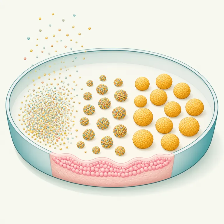 granulation（粒状化・名詞）の覚え方イラスト — grain「穀粒・粒」、granule「小粒」、granular「粒状の」をまとめて覚えるとよい語です