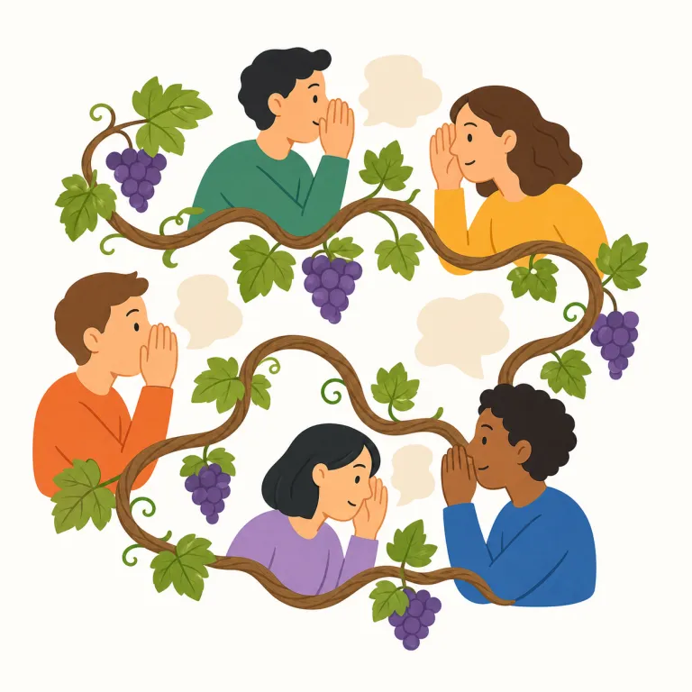 grapevine（うわさ・noun）の覚え方イラスト