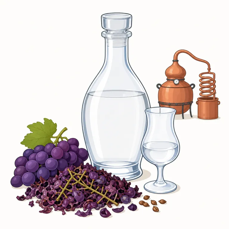 grappa（グラッパ・名詞）の覚え方イラスト — grappa は、英語圏でも料理や酒の場面でそのまま使われるイタリアの酒名として覚えるとよいです