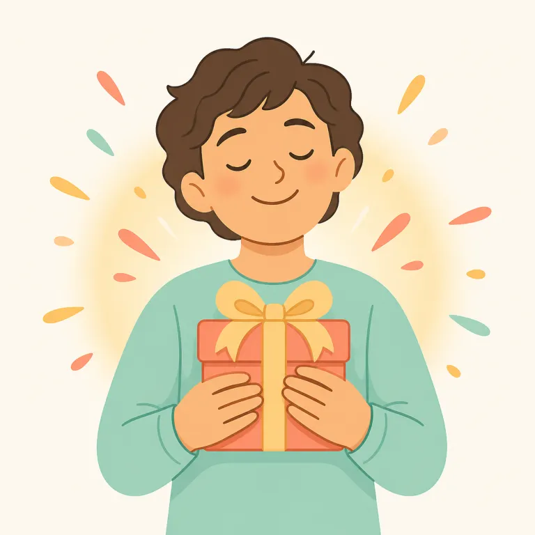gratify（満足させる・動詞）の覚え方イラスト — この「満足させる」は、gratify の「喜ばせる」という基本義とは別に、欲望・好奇心・要求などを満たして満足感を与える意味として覚えます