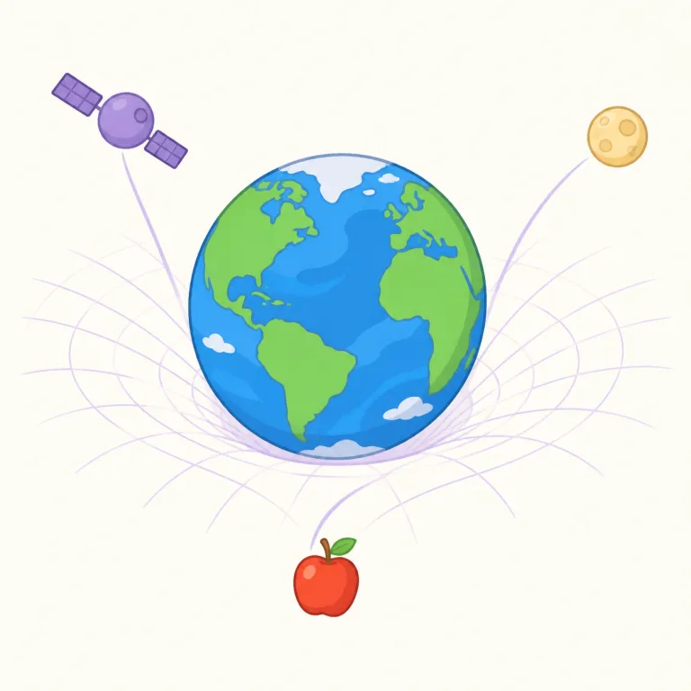 gravitation（重力・名詞）の覚え方イラスト — gravity を知っていれば、その“働き”を少しかたく言った語が gravitation